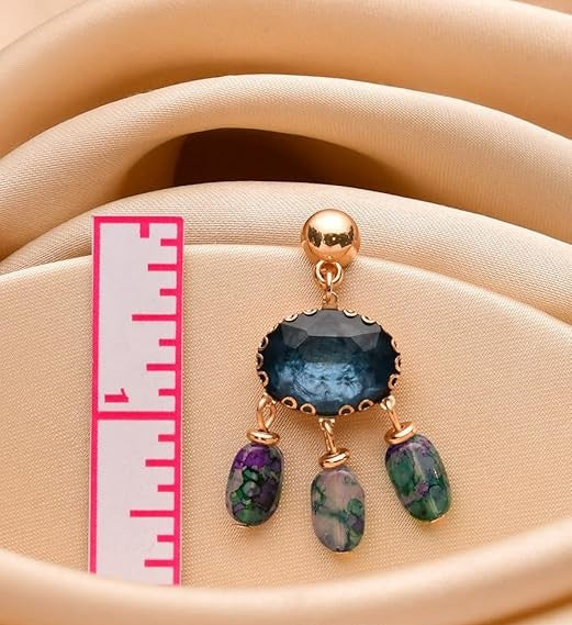 Trendy Blue and Multicolor Drop Earrings |