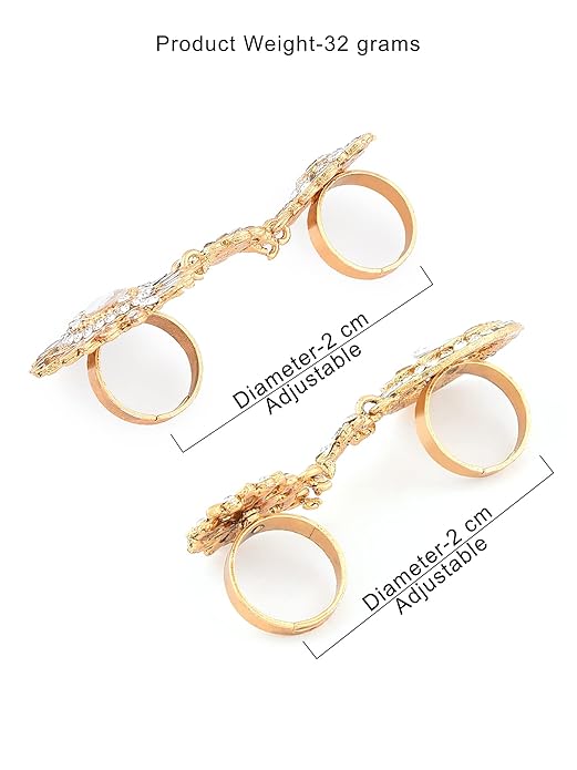 Combo of 2 Gold Tone Dual Adjustable Finger Ring