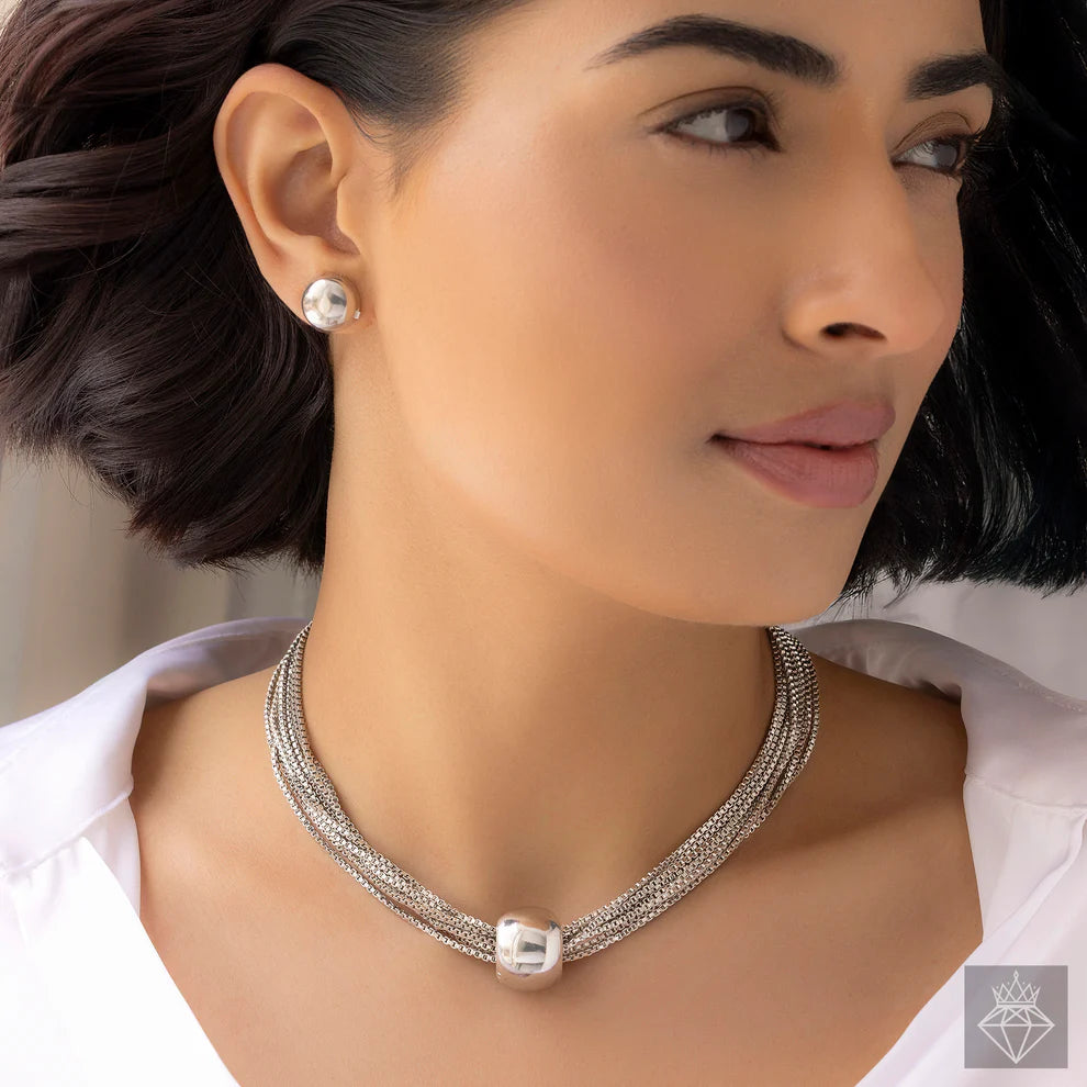 Necklace Anti-Tarnish Box Chain Set with Earrings
