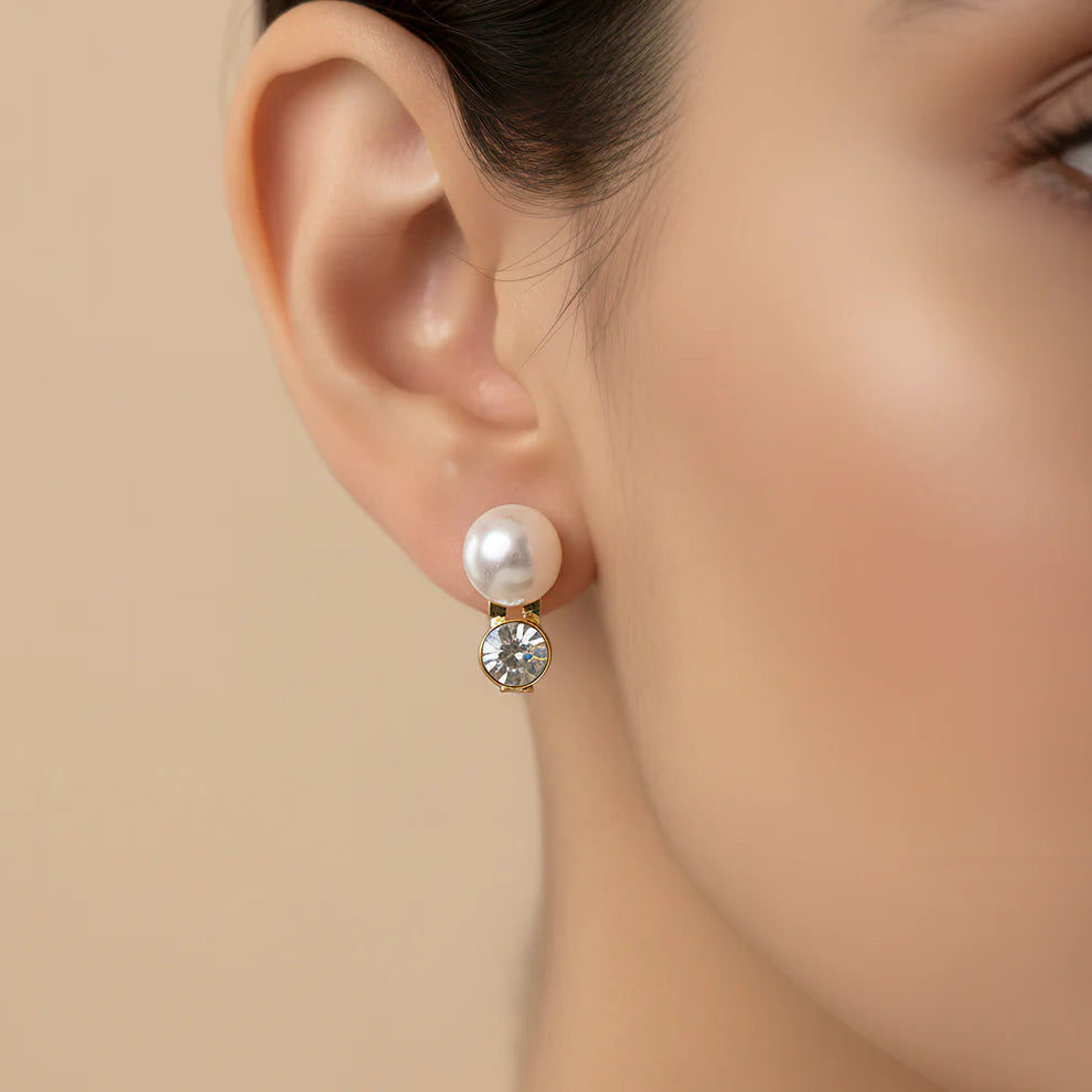 Necklace Anti-Tarnish Pearl & Crystal Studded Statement Set with Earrings