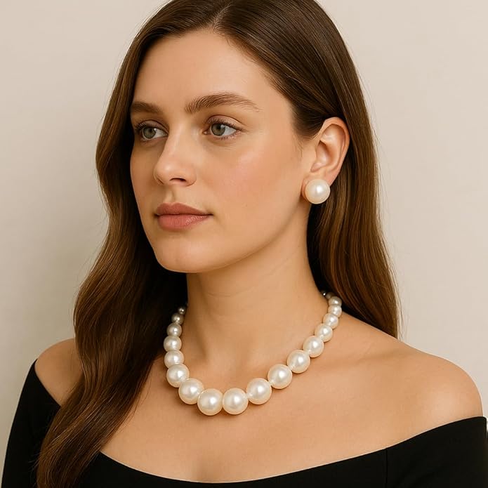 Classic White Faux Pearl Necklace Set