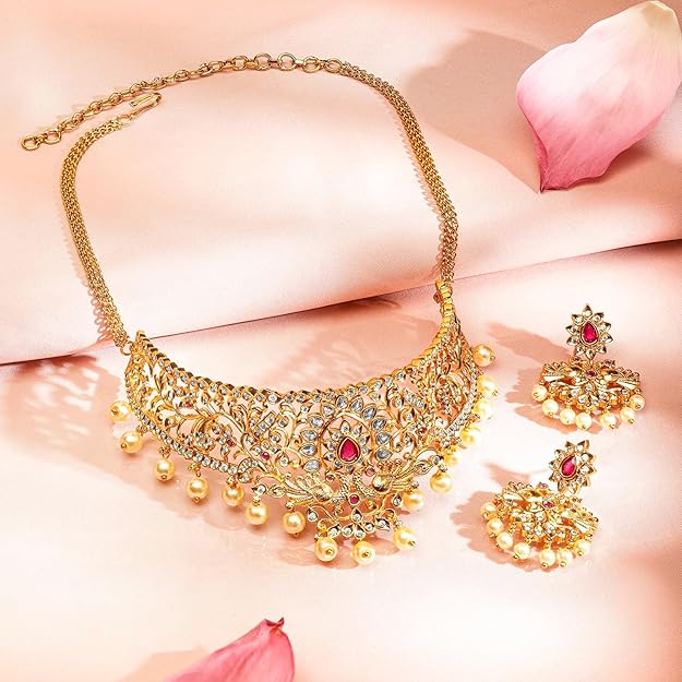 Gold Plated Cubic Zirconia Studded Handcrafted Jewelry Set