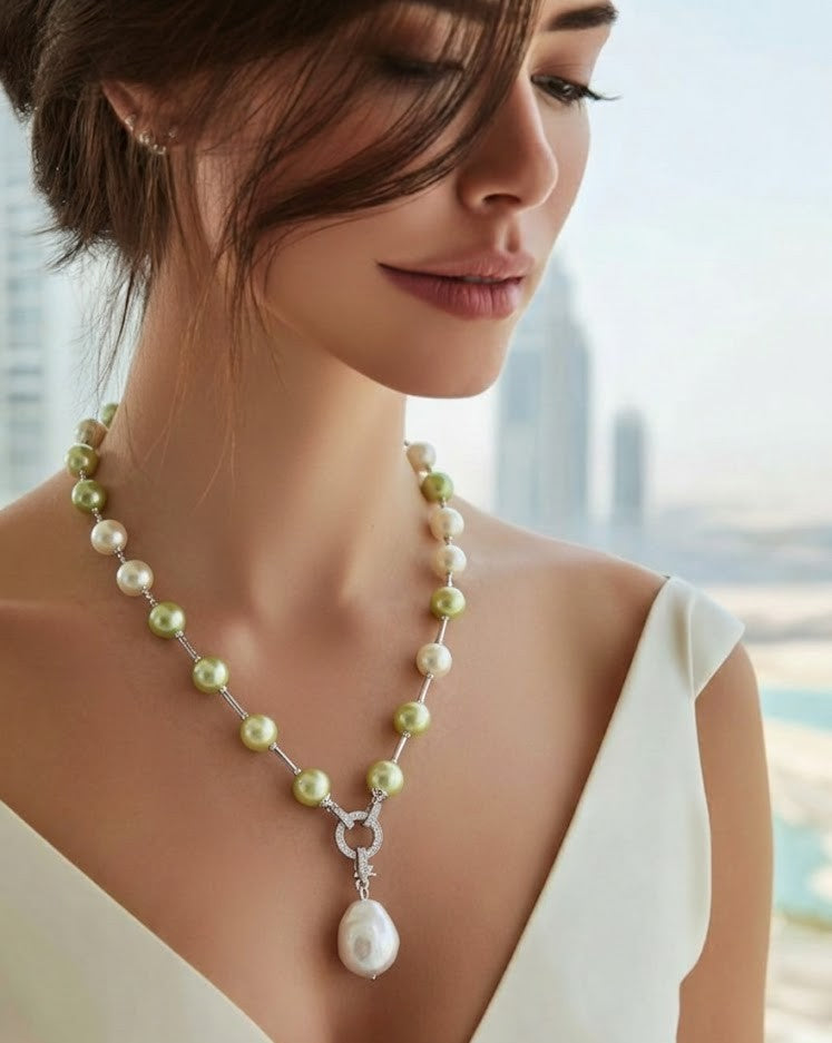 Pearl Beaded Statement Necklace