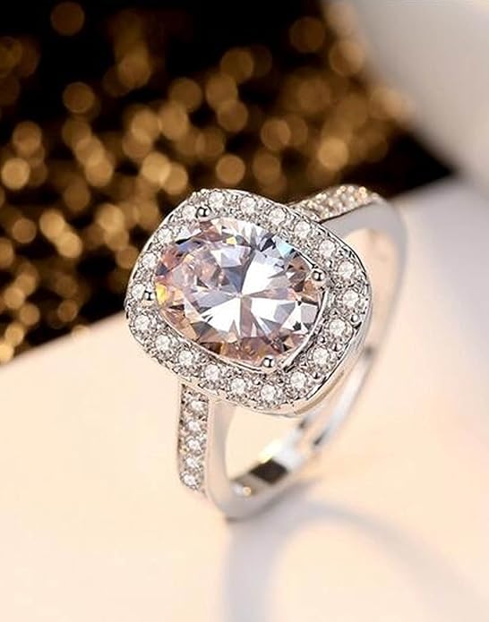 Stylish Silver Plated Solitaire Crystal Ring