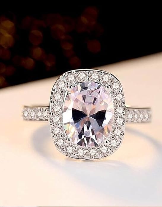 Stylish Silver Plated Solitaire Crystal Ring