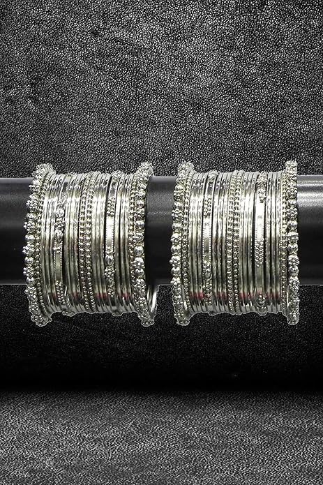 Ethnic Silver Plated Oxidized Bracelet Set