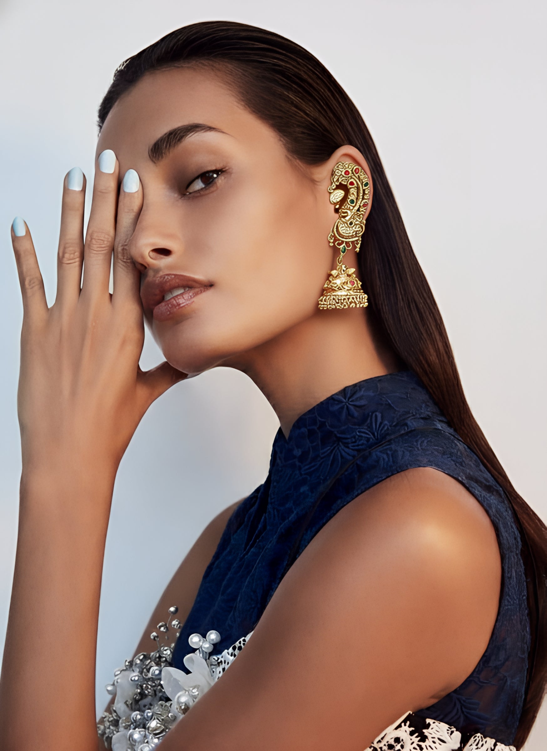 Temple Style Gold Plated Peacock Jhumki Earrings